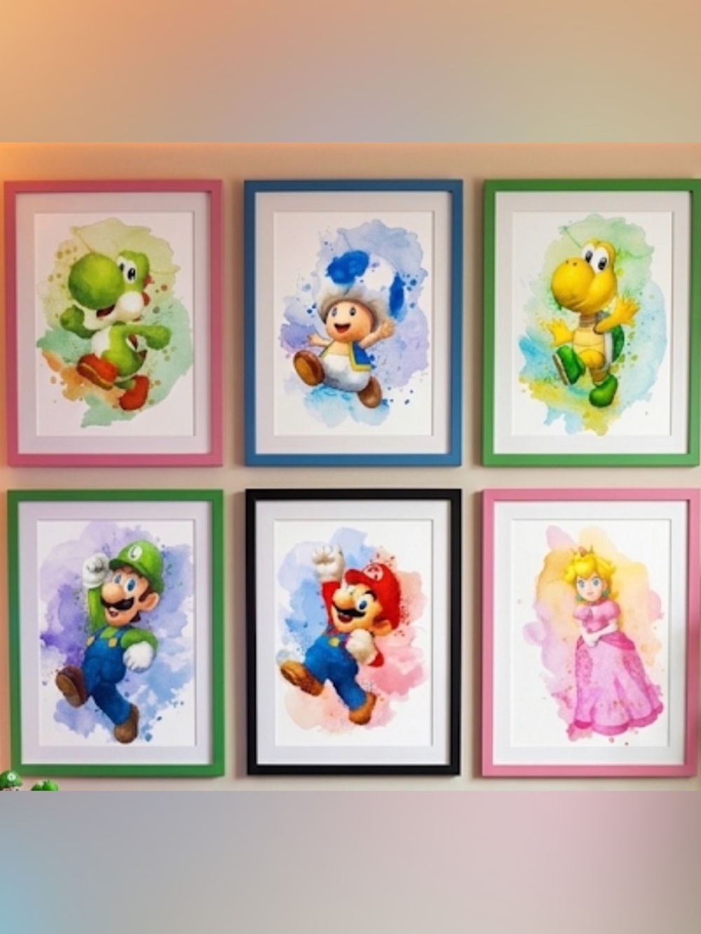 Super Mario Bros. Characters - Watercolor Art Print Set - 8x10”
